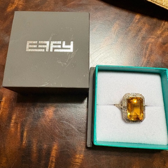 Effy Gold Ring with Radiant Orange Gemstone - Picture 2 of 8